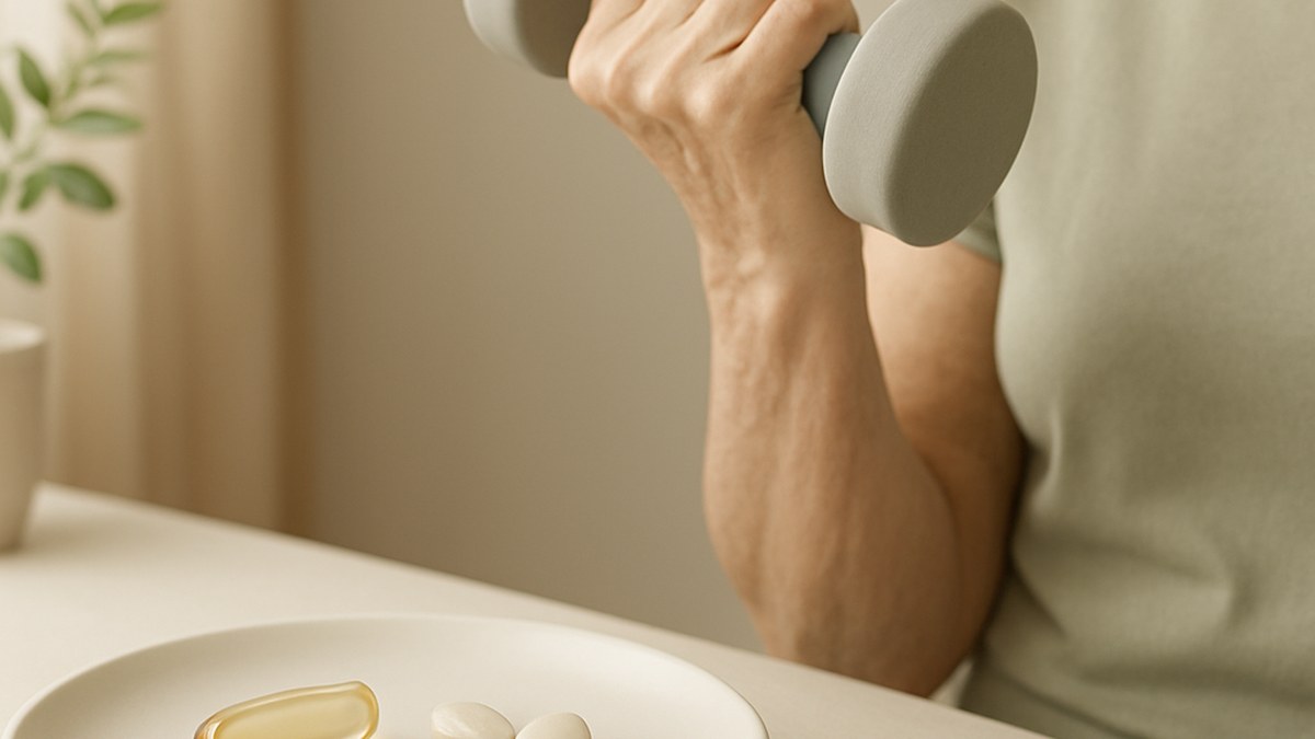 Omega-3, Vitamin D, and Strength Training: A Powerful Trio Against Aging, Say DO-HEALTH Researchers — illustration